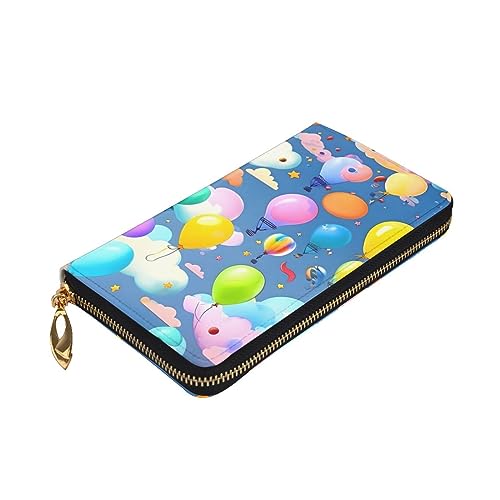 Colorful Balloons Picture Leather Long Clutch Wallet for Fashionable Girls and Women - Durable, Stylish, and Functional, Black, One Size3