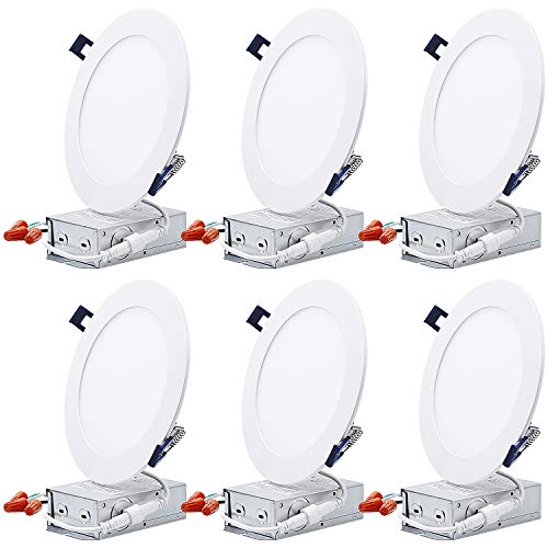Get Discount 70% Price TORCHSTAR Essential Series 6 Inch Ultra-Thin LED Recessed Lighting with J-Box, 13.5W Dimmable Slim Panel Downlight 1000lm, ETL & Energy Star Listed, 3000K Warm White, Pack of 6