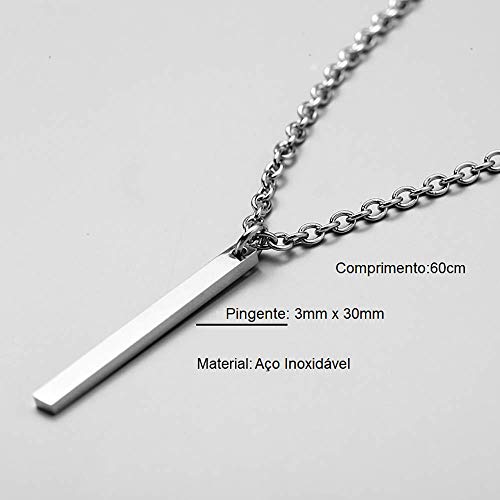 Colar Masculino Aço Inoxidável Corrente Pingente Prisma