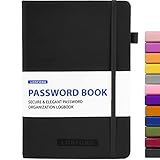 LosFong Password Book with Alphabetical Tabs, Leather Hardcover, Medium Size, Untitled Password...
