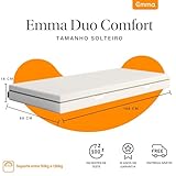 Emma Colchão Solteiro Duo Comfort – 88x188x18 cm, Conforto de Dupla Face, Suporte ideal para o corpo, Alta Durabilidade, Capa Lavável, 100 Noites de Teste, 10 anos de garantia glide