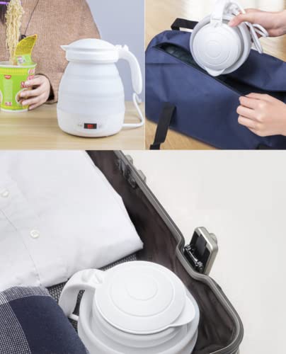 TYPING Outdoor-Reisekocher 850W Tragbarer Faltbarer Wasserkocher 800 Ml Isoliertopf Aus Silikon, Weiß, 11x18cm – Bild 3