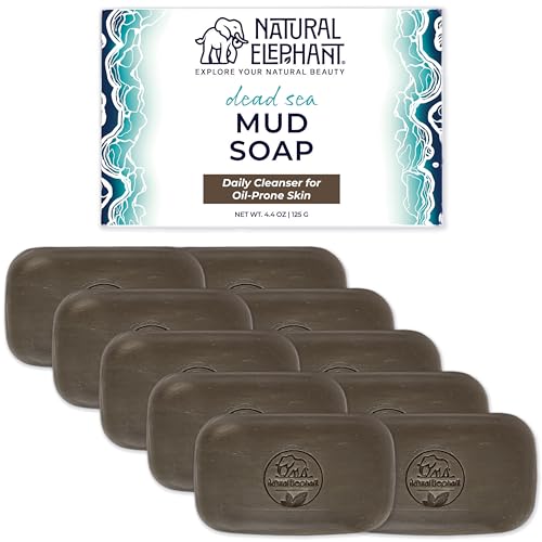 Natural Elephant Dead Sea Mud Soap Bar | Mineral-Rich Face & Body Cleanser with Natural Dead Sea Minerals | 4.4 oz (125 g) Pack of 10
