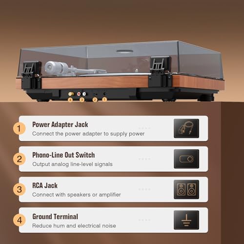 Image of 1 BY ONE Fully Automatic Belt-Drive Turntable, Wireless Vinyl Record Player with Automatic Repeat Function, Remote Control, Phono Preamp, AT-3600L Cartridge, 33 /45 RPM