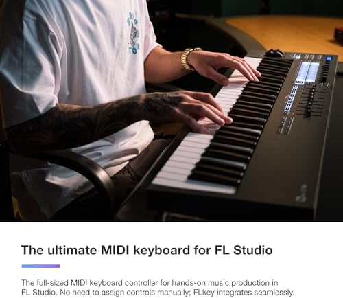 Bild 1 - Novation FLkey 49 MIDI-Controller-Keyboard — Nahtlose Integration in FL Studio, mit Akkord- und Skalenmodi. Sämtliche Software, die du für die Musikproduktion benötigst