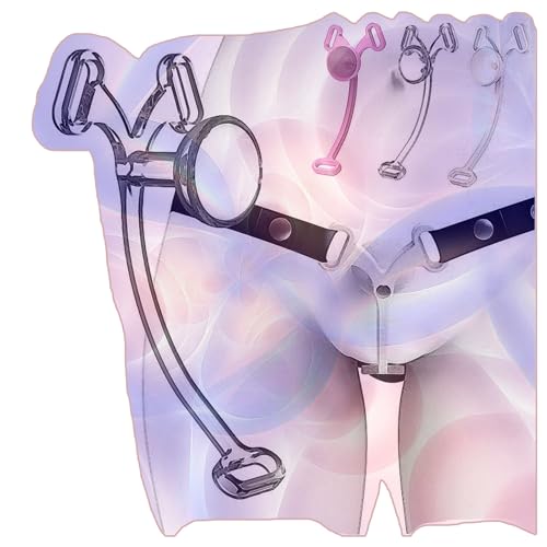 Male Flat Cross-Dressing Cage with Adjustable Three-Way Strap, Popular Flat Inverted Devices -USLA05 (B:Transparent, Long)