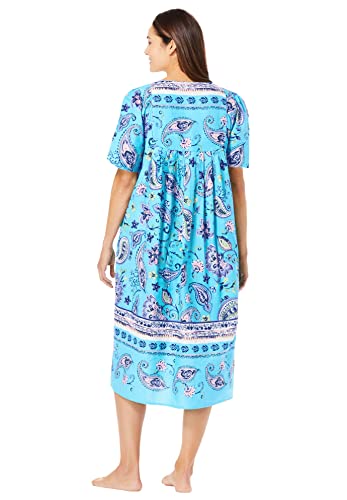 Only Necessities Women's Plus Size Mixed Print Short Lounger House Dress Or Nightgown - 5X, Light Orchid Floral Multicolored #TOP2