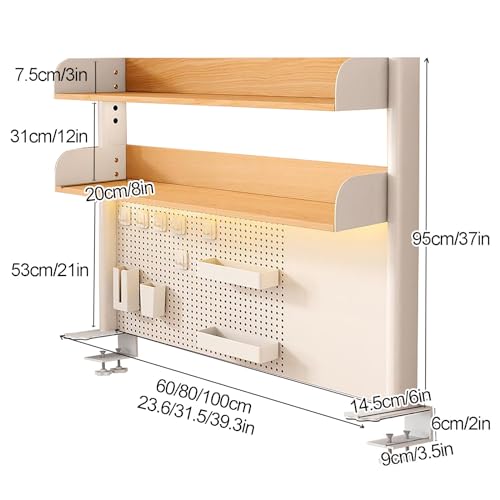 Étagère de bureau à pince en noyer 80x95 cm pour optimiser l'espace