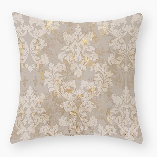 Housse Coussin 40x40 Vintage Baroque Beige Housse de Coussin 40 x 40 Coton et Lin Coussin 40x40 avec Fermeture Eclair Cachée Housse Coussin Canapé Mou Forte...