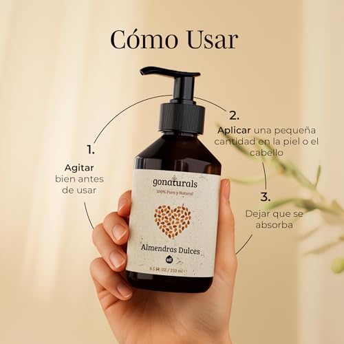 GoNaturals® Aceite de Almendras Dulces, 250ml - 100% Puro, Natural y Prensado en Frío - Aceite Corporal Hidratante Para Piel, Cabello, Uñas y Antiestrias Embarazo - imagen 7