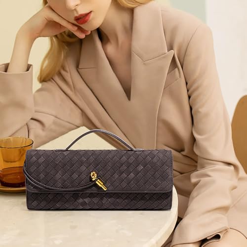 Image of JYG Suede Woven Handbag for Women Trendy Evening Shoulder Bag Casual Clutch Purse Crossbody Satchel with Metal Buckle 2026