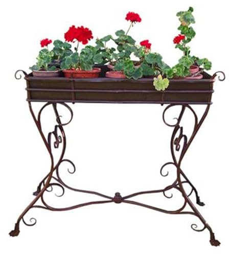 Casa Padrino Blumenständer aus Schmiedeeisen 113 cm x 45 cm x H83 cm - Luxus Gartenmöbel, Farbe:grau