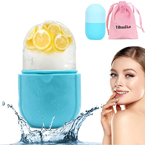 Yihuiko Ice Roller For Face And Eyes,Neck And Cold Therapy For Injuries,Gua Sha Face Massage, Silicone Ice Mold For Face Massager,Skin Care, Facial Beauty Ice Roller(Blue) #TOP25