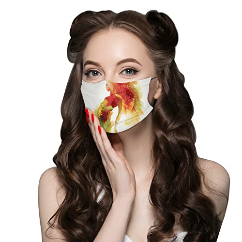 Figura de chica reutilizable, lavable, con diseño de hojas de flores, decoración abstracta, protección para la boca con bandana con orejeras ajustables, color verde y rojo