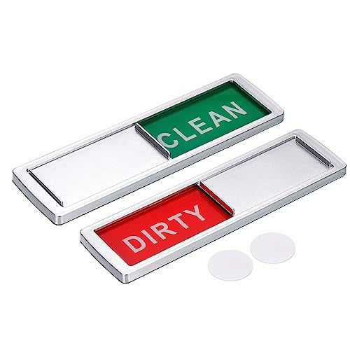 sourcing map Lave Vaisselle Aimant Nettoyer Sale Signe Argent Encadré Rectangle Rouge-Vert,Optionnel Gomme,Magnétique pour Lave Vaisselle Cuisine Accessoires Indication