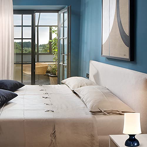 Riverlux Bedside Lamp, Nursery Night Light For Babies Breastfeeding And Sleep Aid, Touch Control Table Lamp For Bedroom, Blue And White Lamp, Cordless Table Lamp #TOP2