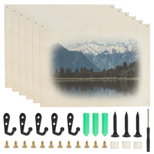 BENECREAT 6 Set 30x40cm Sublimations Holzrohlinge Unfertige Wandtafel Mit Aufhängevorrichtung Und Schraubendreher Für DIY Heimdekorations Und Fotobastelprojekte