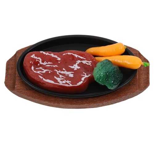 GARIOUANS 食玩ミニチュアステーキ模型 ポータブルリアルなフェイク肉 模擬牛肉模型 ドールハウスキッチン用飾り コンパクトで耐久性あり コ