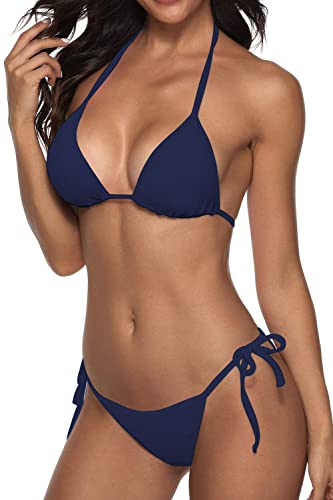 Image of Women Two Piece Swimsuit Sexy Swimwear Halter String Triangle Bikini Sets