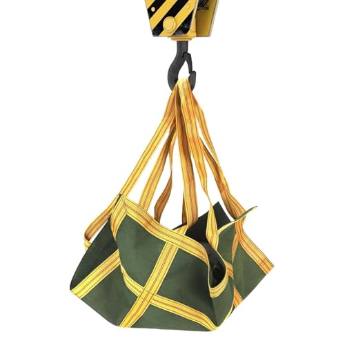 Red de elevación colgante, bolsa de lona suave, red de carga para grúa, carga de 1,5 a 2 toneladas, bolsa de carga fuerte resistente al desgarro, carga y descarga de objetos pesados (100 x 100 cm)