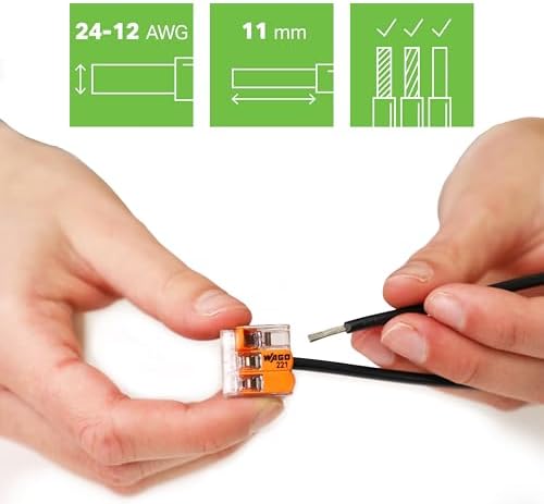 WAGO 221-413 LEVER-NUTS® - 3 Conductor Compact Splicing Connectors (50 Pack)