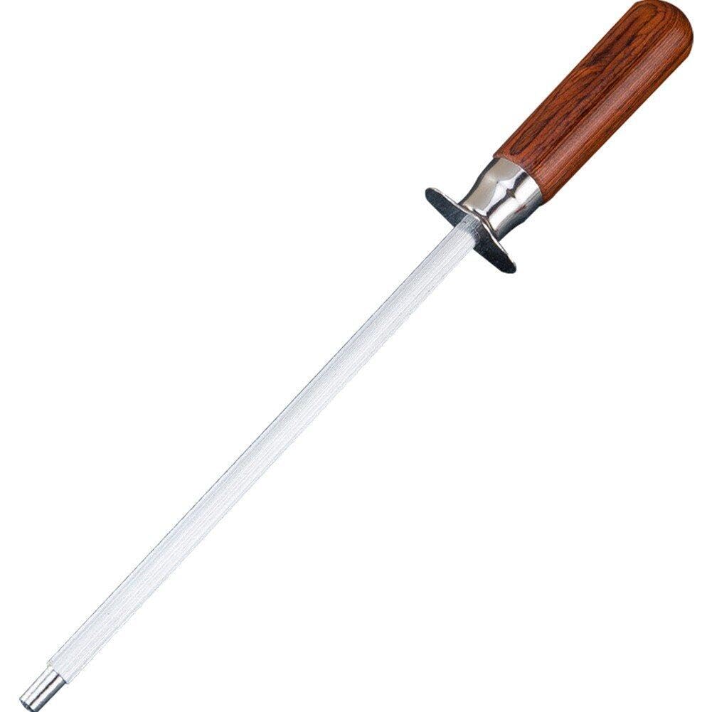 Sanfly As Shown Sharpening Stick Professional Chef Sharpener Honing Steel Flat Knife Sharpener Rod With Wood Handle For Kitchen Knife, Cooking Knife