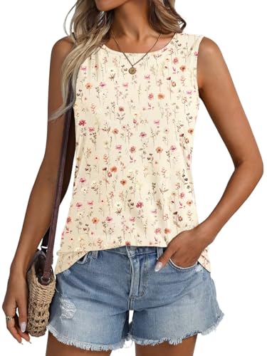 ORANDESIGNE Womens Floral Tank Tops Crewneck Sleeveless Shirts Casual Summer Loose fit Top