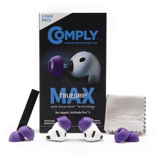 Comply TrueGrip MAX | �v���~�A���������[�t�H�[�������p�C���z���`�b�v Apple AirPods Pro Gen 3�p | ������������K���A�ő�̑ϋv���A��������Ƃ����t�B�b�g���A�D�ꂽ�m�C�Y�A�C�\���[�V����| �p�[�v�� (S/M/