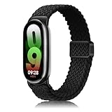 [NicMool] Xiaomi Smart Band 10 / 9 / 8バンド/Mi Band 10 / 9 / 8 用 高弾性ナイロン製 磁気バックル 調節可能 柔らか軽量 水洗いOK 耐久性 快適フィット 編組ストラップ 替えベルト シャオミ 交換バンド 10/9/8互換性保証（ブラック）