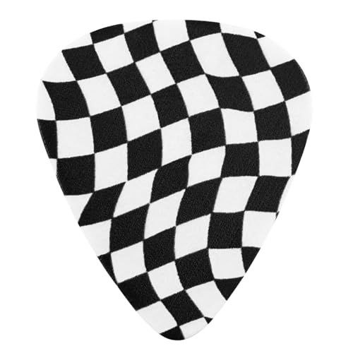 Image of Fender Celluloid Guitar Picks, Guitar Accessories, 351 Shape, Checkerboard, Medium, 8-pack