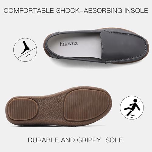 Image of Women's Comfortable & Lightweight Leather Loafers Slip-Ons Driving Walking Mocs Boat Shoes Cute Business Casual Dress Shoes Work Flats for Women