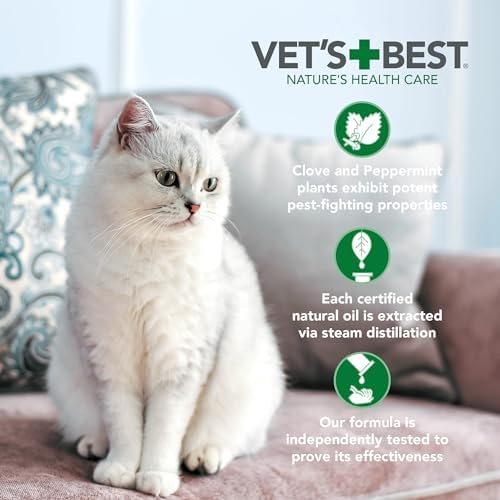 Vet's Best Flea and Tick Home Spray for Cats | Flea Treatment for Cats and Home | Flea Killer with Certified Natural Oils | 32 Ounces