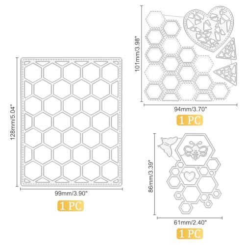 Infunly 3Pcs/Set Hexagon Frame Die Cuts Honeycomb Net Cutting Dies Geometry Netting Background Die Cuts Metal Embossing Stencils For Christmas Card Scrapbooking Diy Craft Album Paper Decor thumb #1