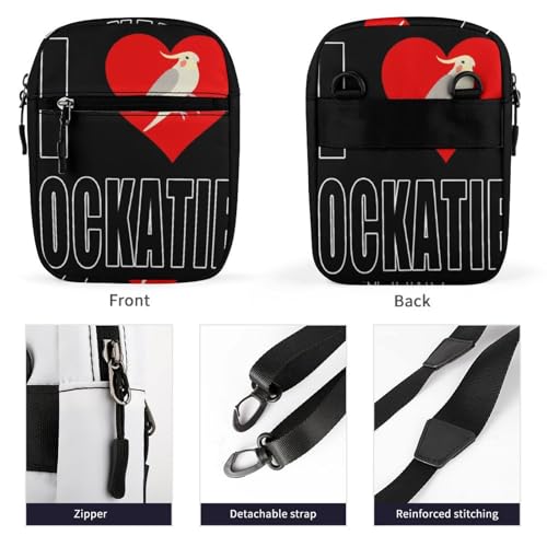 I Love Cockatiel Bird Women's Cute Small Mini Crossbody Bag Top Zip Sling Square Shoulder Bags3