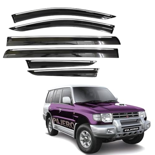 Image of CAR SAAZ Chrome Line Door Visor for Pajero SFX (Set of 6Pcs) | Rain Guard | Wind Deflector
