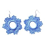 orecchini uncinetto schemi facili 100% cotone Orecchini pendenti con fiocchi di neve azzurri fatti a mano all\'uncinetto