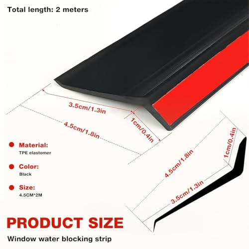 Image of HASTHIP 2m /79inch Rain Water Stopper for Door - Window Sill Water Stopper Barrier Self Adhesive Rubber Over Door and Window Drip Cap Rain Deflector for Reliable Rains Blocking Protection