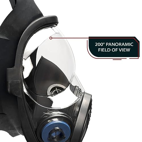 Parcil Distribution NB-100B Tactical Gas Mask with Bayonet Style Filter Ports - Full Face Respirator with MaxPro P-3-0 Multipurpose Filter Cartridges - Thumbnail 6