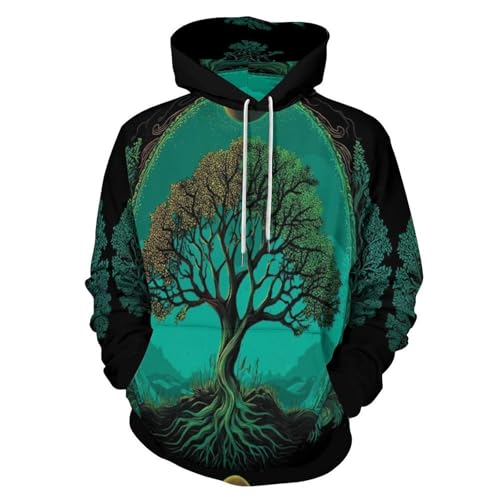 Sweat à capuche noir avec poches pull imprimé couple motif vigne fantastique 3D