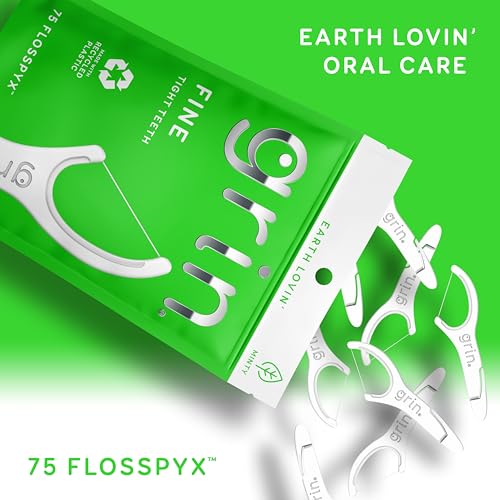 GRIN Fine Flosspyx, Floss Picks, 75 Count, Dental Flossers, Minty Flavor, Recycled Plastic, Super Strong Fine Floss, Tight Teeth, Premium Longer Floss Head, Includes Safe Fold-Back Tooth Pick - Image 4