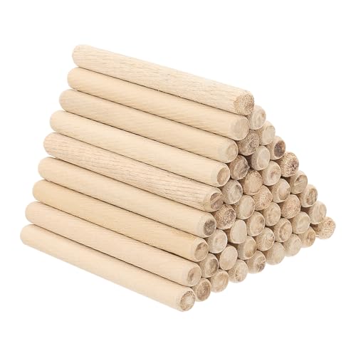 PATIKIL 60 Stück 10 x 100mm Holzdübel Set, Riffelholzdübel Holzstifte Dübel Set Gerillte Holzübelstifte Dübel Holz mit abgeschrägten Rillen für Zimmerei Möbel Tür Kunsthandwerk Projekte