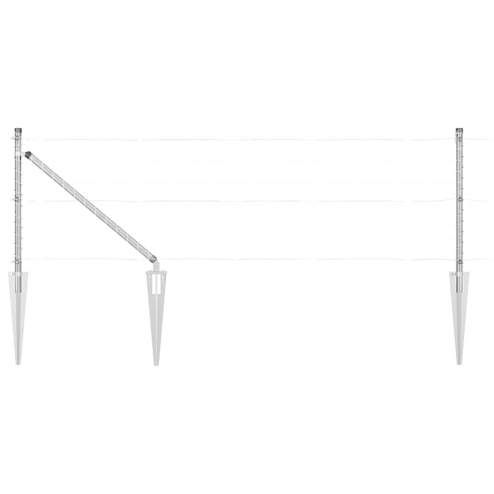Pali per recinzione, 52 pezzi, grigio, 3,2 x 3,2 x 145 cm | Acciaio verniciato a polvere, resistente alle intemperie, per giardino e terrazza, facile montaggio con martello