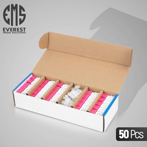 Image of Everest 90 Degree RJ45 Cat6A Keystone Jacks Slim Profile 50-Pack Pink