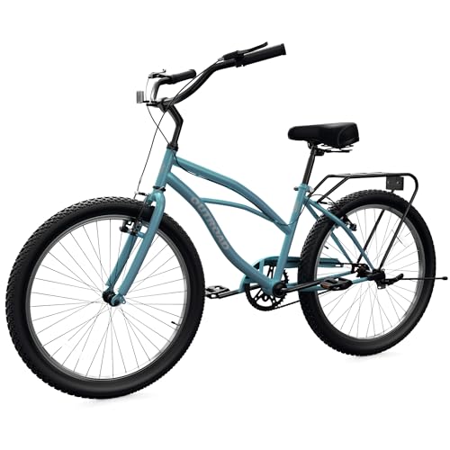 Crownland Women's Beach Cruiser Bike Comfort Bike, 26 Inch Ladies Bicycle with Adjustable Seat, Dual V-Brakes for Adult City Commuting(Blue)