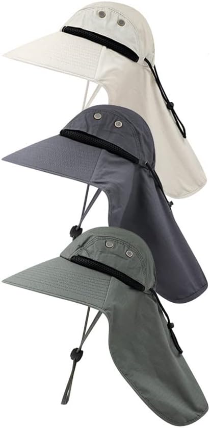 BaronHong Wide Brim Sun Hat with Neck Flap,UPF50+ Hiking Safari Fishing Hat for Men Women,Sun Protection Beach Hat