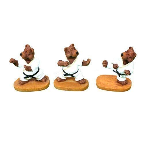 Mini Trois Ours Karaté Playwell Figurines pour Déco Bureau Arts Martiaux