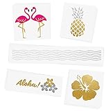 BEACH QUEEN VARIETY SET Flash Tattoos set of 25 assorted tropical inspired premium waterproof metall