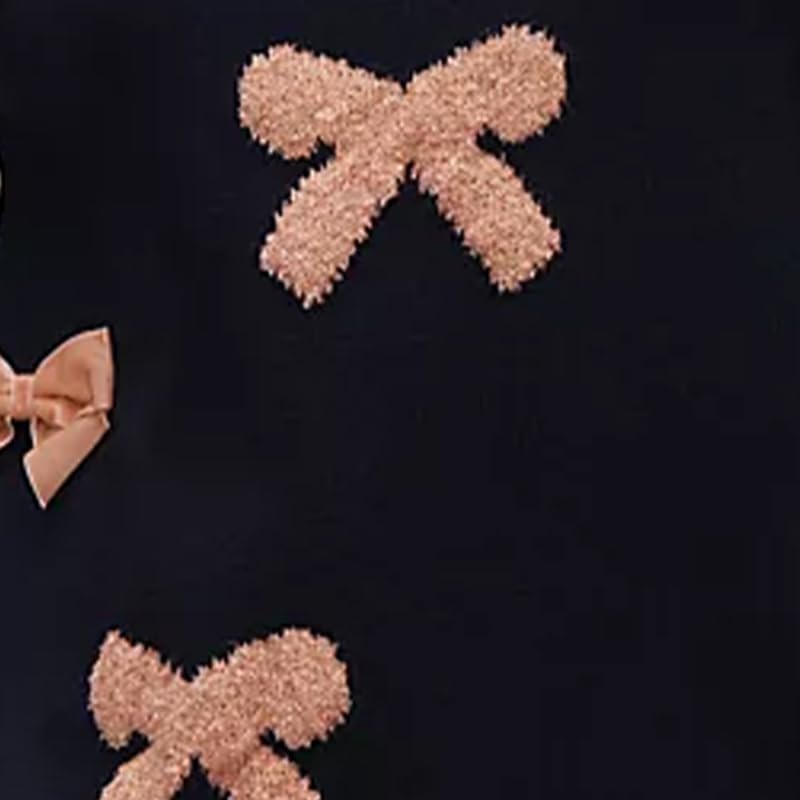 NUFIWI Women Y2K Bow Print Knit Sweater Crew Neck Bownot Knitted Pullover Cute Graphic Sweaters with Bows Knitwear Streetwear2