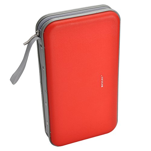 BEYLEG 72 Capacity Heavy Duty CD Storage Holder Case Wallet, Red