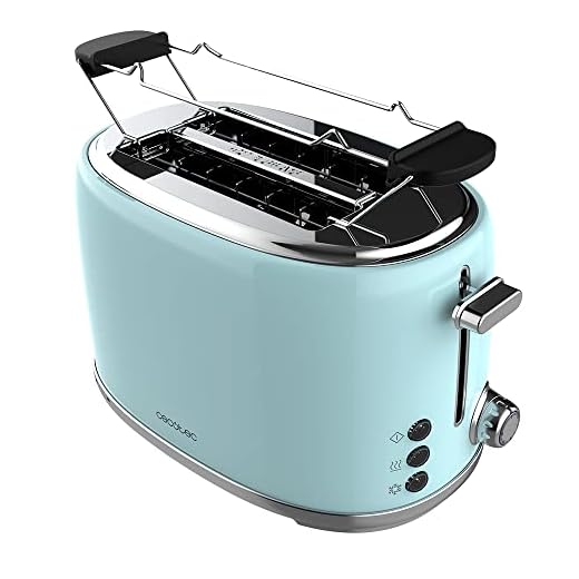 Cecotec Tostadora 2 Rebanadas Toast&Taste 1000 Retro Double Blue. 980 W, 2 Ranuras Anchas de 3,8 cm y Cortas, Acero Inoxidable, Varillas Superiores, Potencia Regulable, Bandeja recogemigas